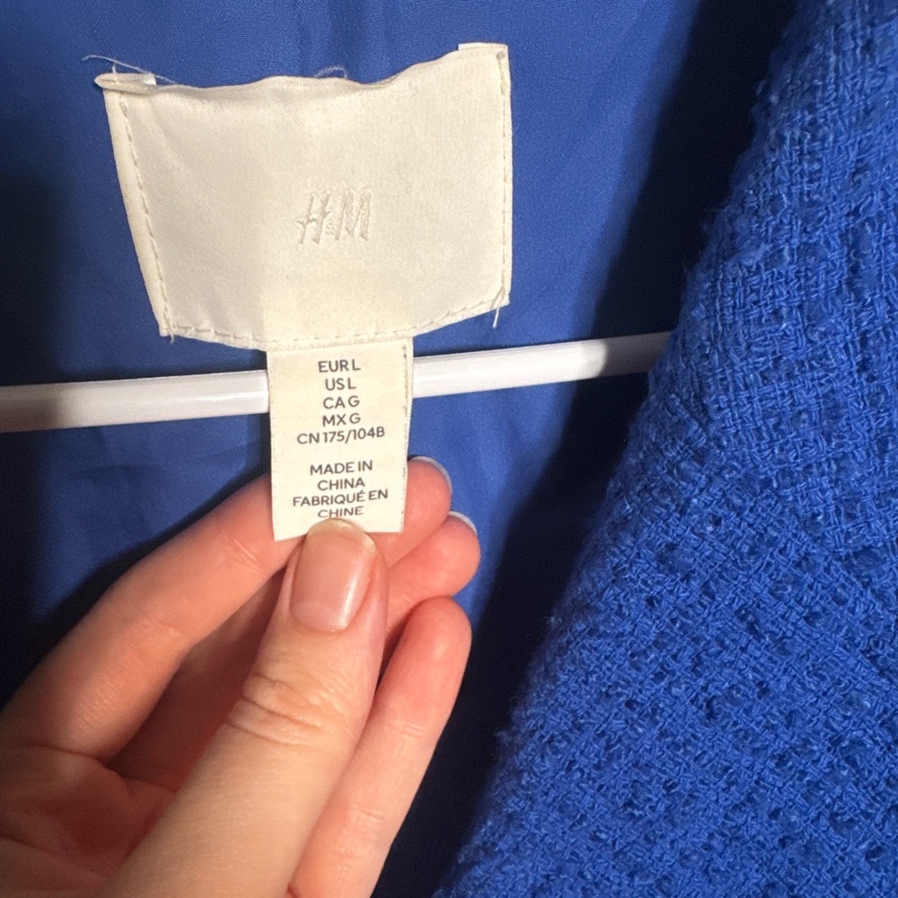 H&M Royal Blue Long Pea Coat - Picture 5 of 9